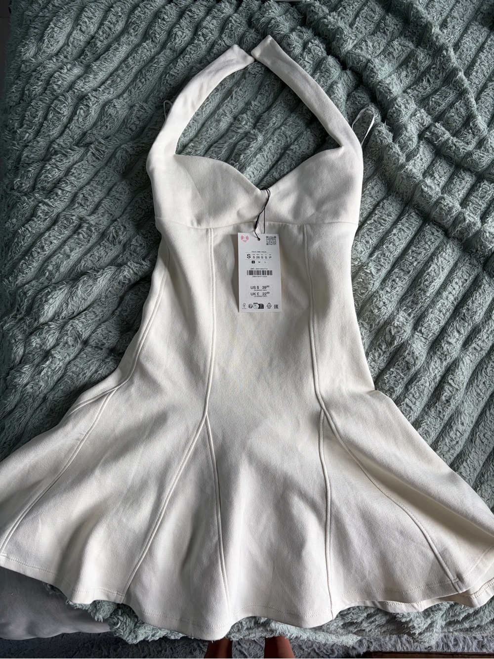 Zara Ivory Halter Fit-and-Flare Dress